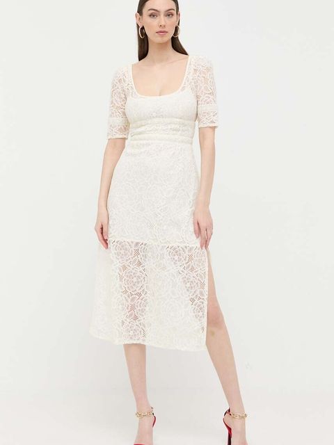 For Love & Lemons sukienka kolor beżowy midi prosta - zdjęcie produktu nr 2