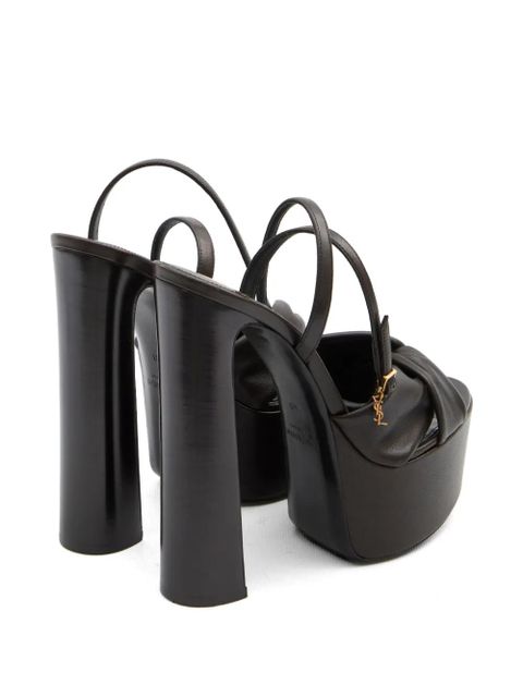 Saint Laurent Franciane crossed-strap platform sandals - Brown