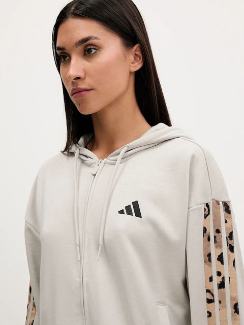 adidas bluza Animal damska kolor beżowy z kapturem z aplikacją JM1860