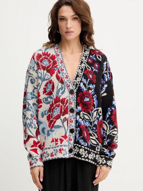 Farm Rio kardigan z domieszką wełny damski kolor czarny ciepły 345841 - zdjęcie produktu nr 1