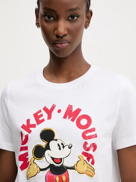 Desigual t-shirt bawełniany MICKEY MOUSE damski kolor biały 25SWTKAI - zdjęcie produktu nr 2