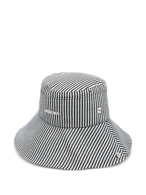 Jacquemus Le Bob De-Nîmes striped denim bucket hat - White - zdjęcie produktu nr 1