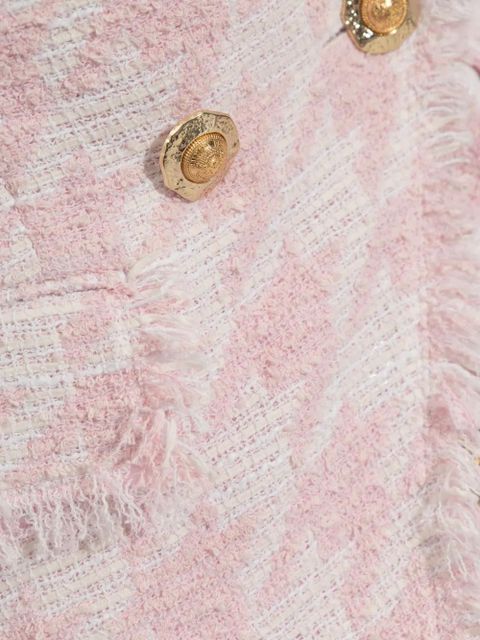 Balmain tweed frayed-edge blazer - Pink