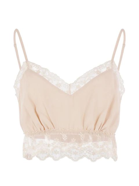 Simone Rocha lace-trim V-neck top - Neutrals - zdjęcie produktu nr 1