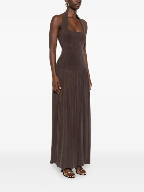Aya Muse ribbed halterneck dress - Brown