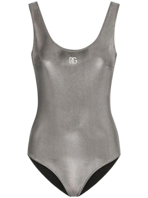 Dolce & Gabbana KIM DOLCE&GABBANA foiled-effect racer swimsuit - Silver - zdjęcie produktu nr 1