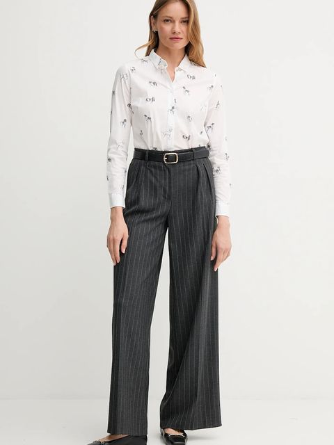 Barbour koszula BRAMBLES damska kolor biały slim z kołnierzykiem klasycznym LSH1644