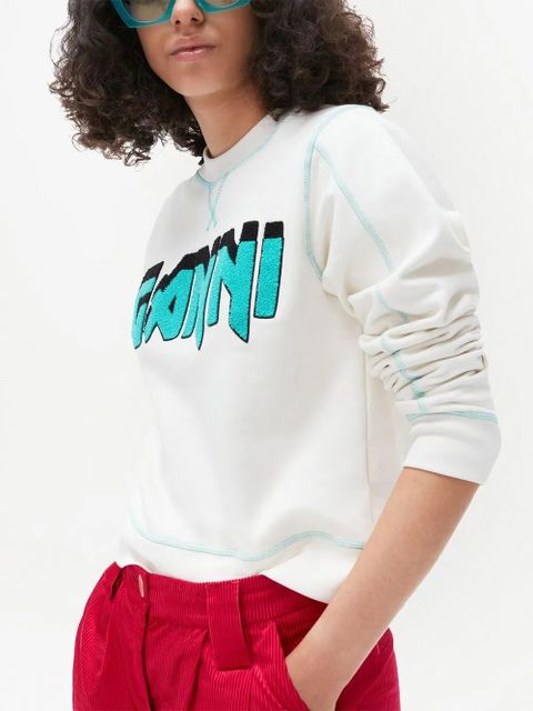 GANNI Isoli Rock logo-embroidered T-shirt - White