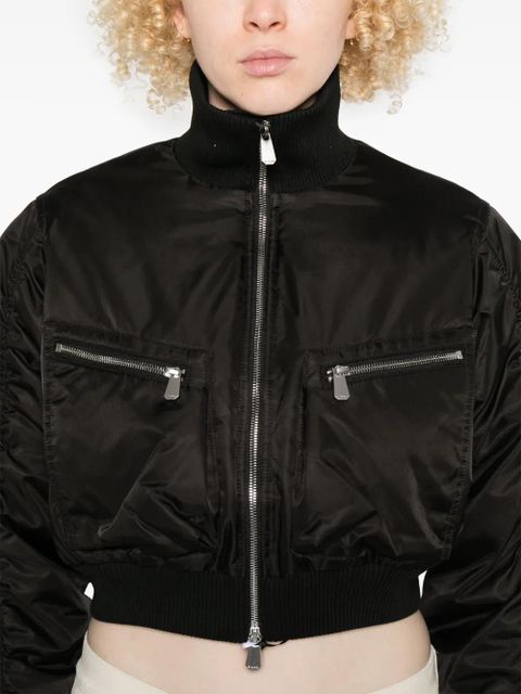 PINKO zip-front crop bomber jacket - Black