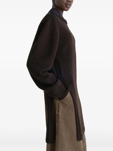 LEMAIRE side-slit crew-neck sweater - Brown - zdjęcie produktu nr 2