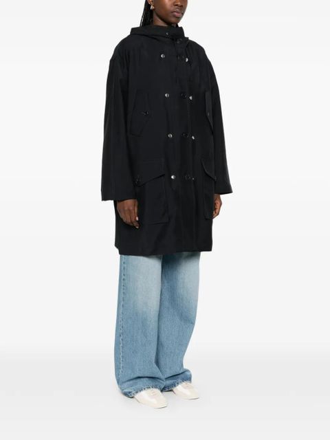 Prada hooded button-fastening coat - Blue