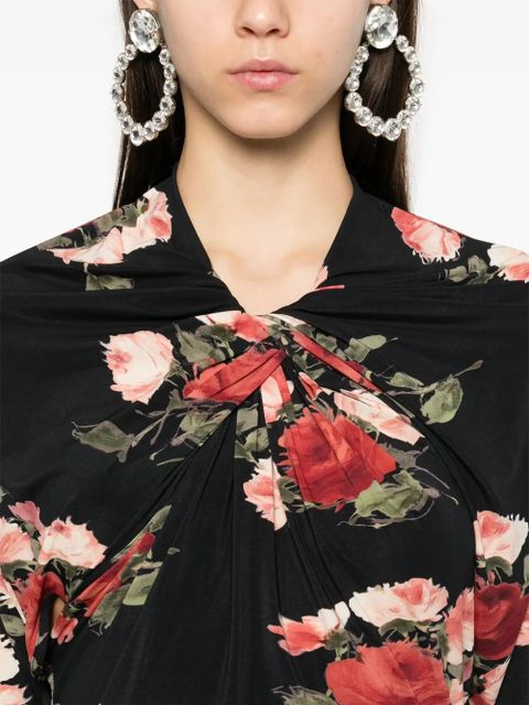 Magda Butrym floral-print draped mini dress - Black