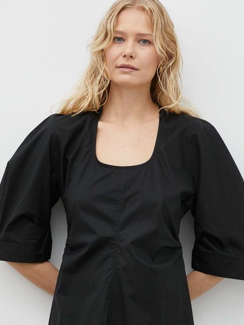 Day Birger et Mikkelsen sukienka bawełniana Megan kolor czarny midi prosta