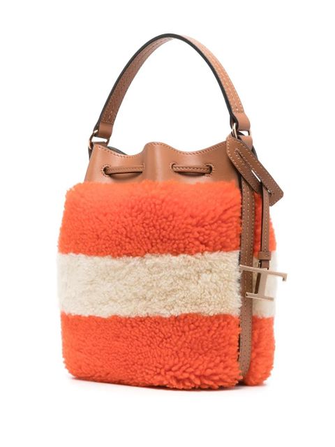Tod's colour-block fleece bucket bag - Orange