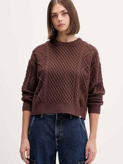 Guess Jeans sweter z dodatkiem wełny damski kolor brązowy lekki W5BR09 Z0561 - zdjęcie produktu nr 1