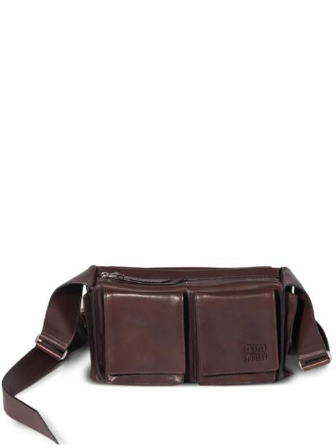 Miu Miu Utilitaire leather shoulder bag - Brown - zdjęcie produktu nr 1