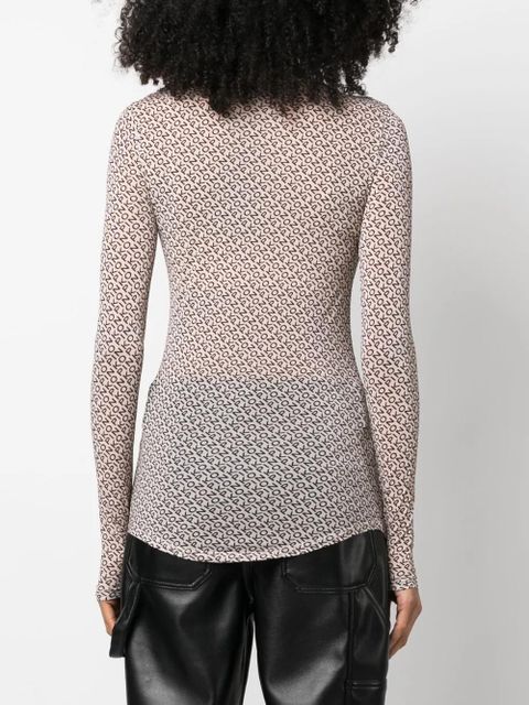 PINKO logo-print semi-sheer sweatshirt - Neutrals