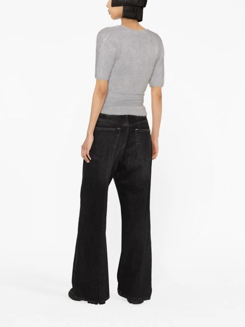 GANNI layered brushed-effect knitted cardigan - Grey