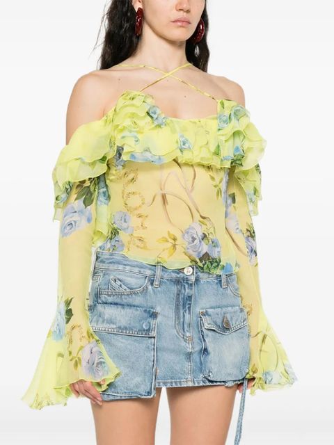 Blumarine floral-print ruffled blouse - Yellow - zdjęcie produktu nr 2