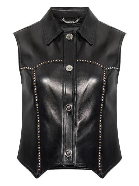 Versace leather sleeveless shirt - Black - zdjęcie produktu nr 1