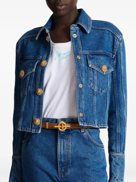 Balmain embossed t-bar belt - Brown