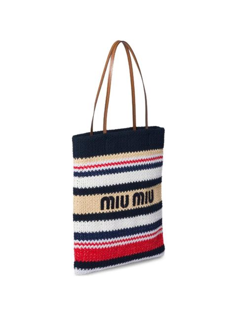 Miu Miu raffia-effect woven tote bag - Blue