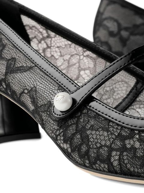 Jimmy Choo 45mm Elisa lace-embellishment pumps - Black