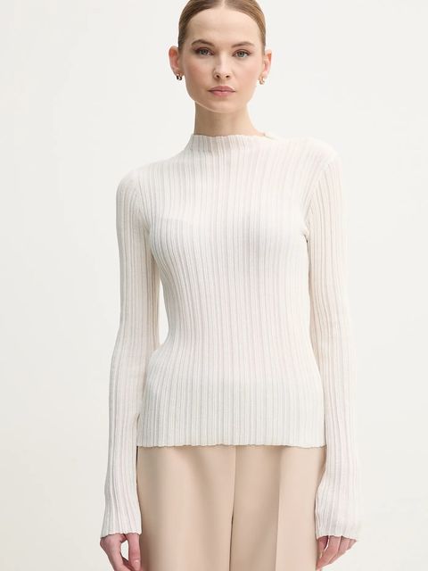 OUI sweter damski kolor beżowy lekki z półgolfem 92224 - zdjęcie produktu nr 1