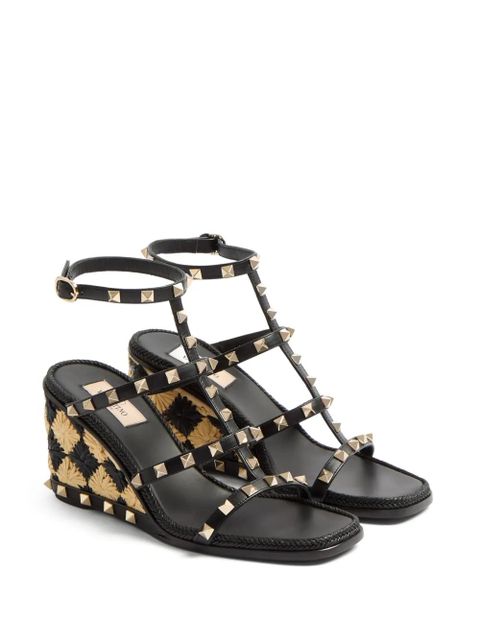 Valentino Garavani 80mm Rockstud wedge sandals - Black