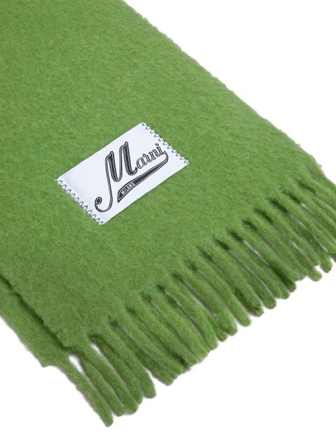 Marni logo-patch alpaca wool-blend scarf - Green - zdjęcie produktu nr 2