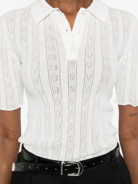 Victoria Beckham scalloped cotton polo shirt - White