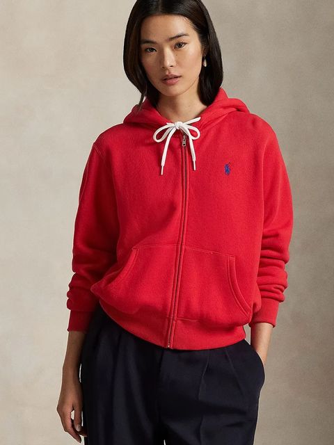 Polo Ralph Lauren bluza damska kolor czerwony z kapturem gładka 211971699 - zdjęcie produktu nr 1