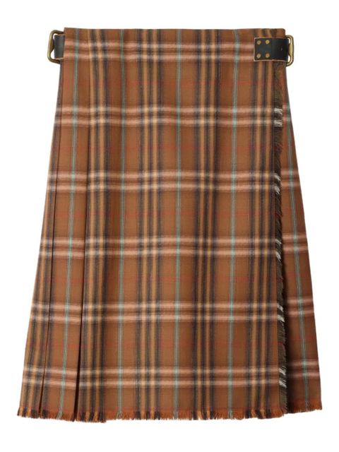 Burberry checked wool midi kilt - Brown - zdjęcie produktu nr 1