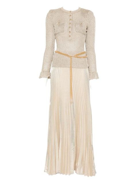 Self-Portrait ribbed-knit lurex maxi dress - Gold