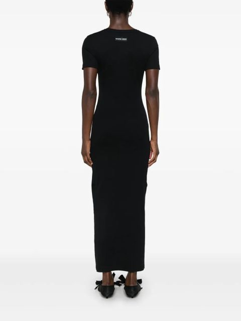 Marine Serre Crescent Moon-embroidery maxi dress - Black