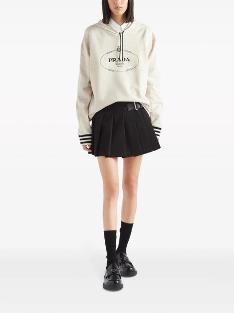 Prada logo-embroidered cotton fleece hoodie - Neutrals - zdjęcie produktu nr 2
