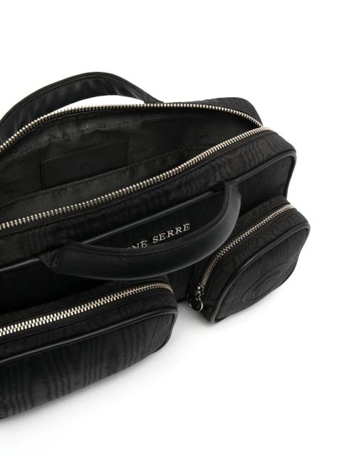 Marine Serre logo-lettering zipped shoulder bag - Black