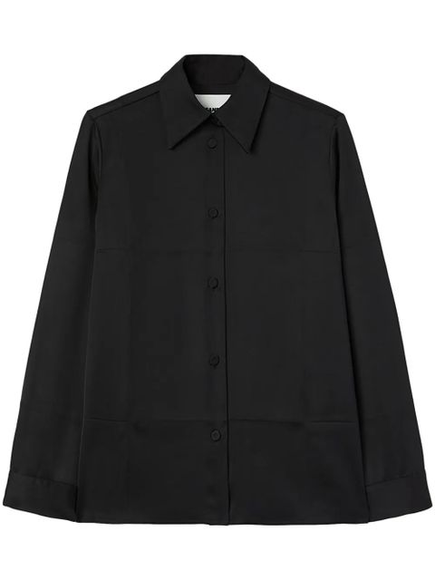 Jil Sander pointed-collar satin shirt - Black - zdjęcie produktu nr 1