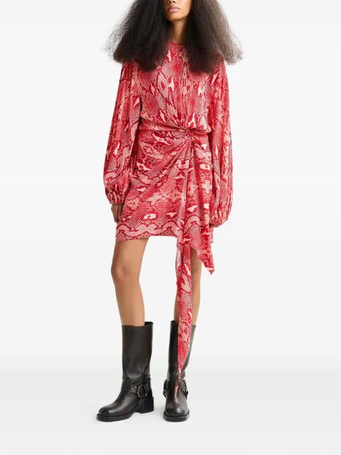 Essentiel Antwerp snake-print draped asymmetric dress - Red - zdjęcie produktu nr 2