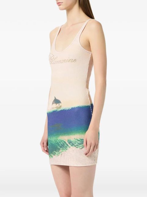 Blumarine ribbed print dress - Neutrals