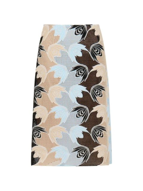 Marni floral-pattern knitted midi skirt - Blue - zdjęcie produktu nr 1