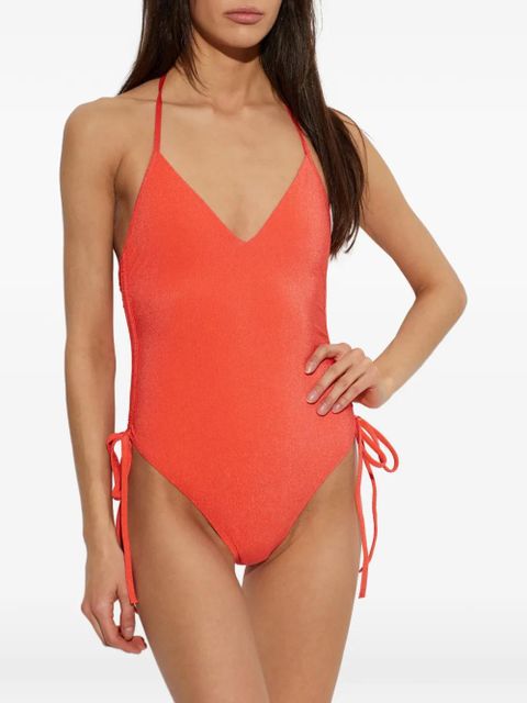 Balmain halterneck side-tie swimsuit - Orange