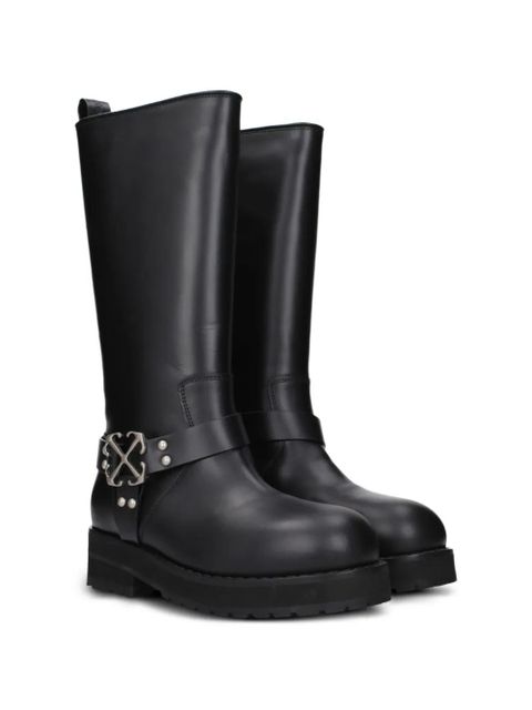 Off-White Off Track buckle-detail leather high boots - Black - zdjęcie produktu nr 2