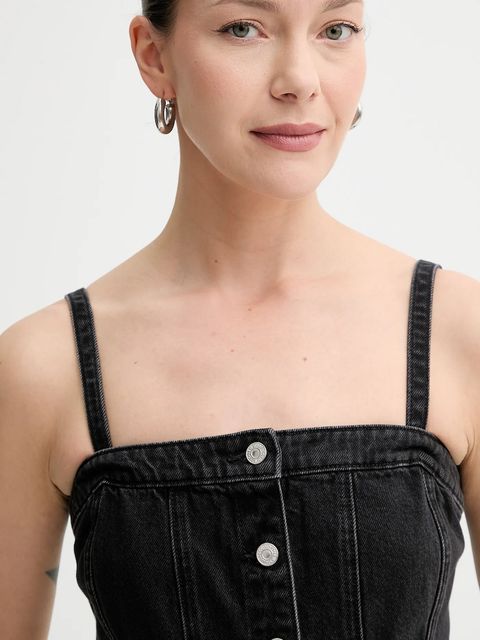 Levi's top jeansowy damska kolor czarny gładka 003Z5