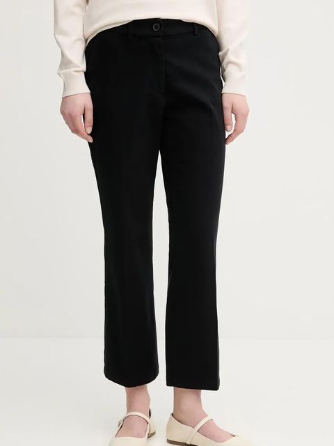 Sisley spodnie damskie kolor czarny proste medium waist