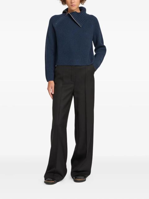 Yves Salomon zip knitted sweater - Blue