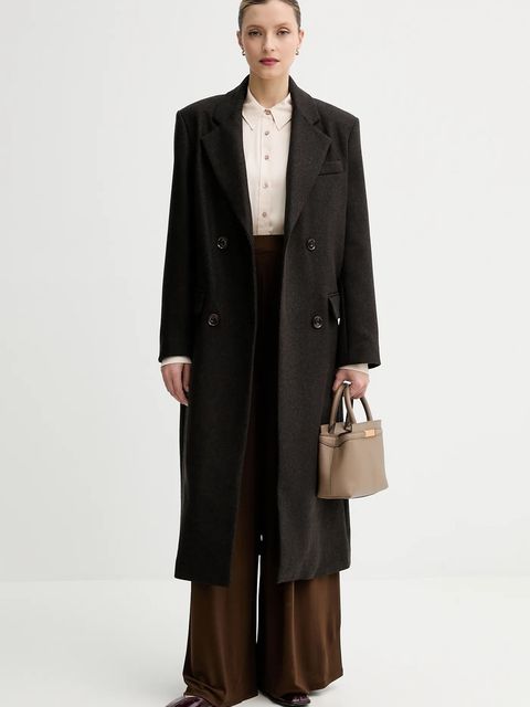 Sessun płaszcz z dodatkiem wełny kolor brązowy 25112018