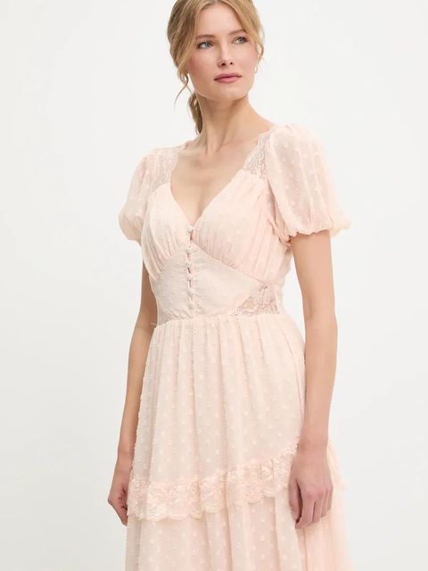 Answear.LAB sukienka kolor beżowy maxi rozkloszowana - zdjęcie produktu nr 2