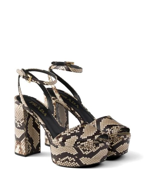 Prada Python-print Ayers leather platform sandals - Neutrals - zdjęcie produktu nr 2