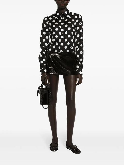 Dolce & Gabbana polka-dot silk twill shirt - Black